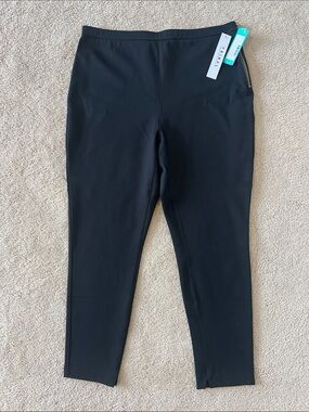 Tribal Black Pull-On Women's Legging Pants with Gold Side Zip Accent